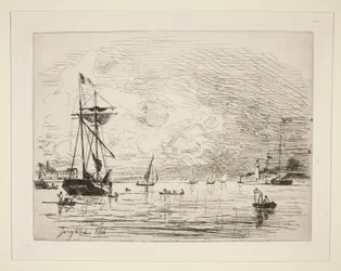 Gå ut fra havnen i Honfleur