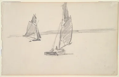 To fiskebåter på rolig vann (recto); To seilbåter på rolig vann (verso)