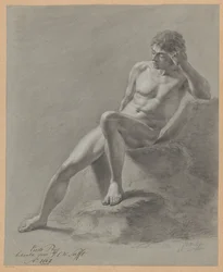 Sittende mann naken, sett forfra (1. premie 1807)