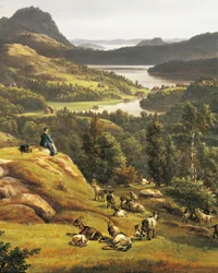 Utsikt over Lysekloster nær Bergen, Norge, 19. århundre, detaljer