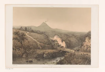Landskap nær Malang Landskap i Malangsche; Residence Pasoeroean Landscape in Malangsche (tittel på objekt) Java etter malerier og tegninger av A. Salm (serietittel)