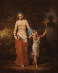 Caesarion peker moren sin mot en byste av faren sin