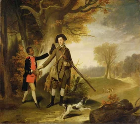 Den tredje hertugen av Richmond (1735-1806) ute og skyter med sin tjener, ca. 1765