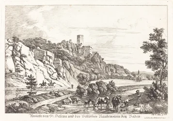 Utsikt over St. Helena og Rauhenstein slott nær Baden