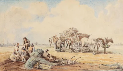Johann Adam Klein Hestevogn og hvilende feltarbeidere