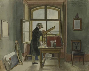 Johann Christoph Erhard i studioet hans, 1818.