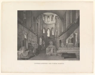 Porta Martis, sett fra innsiden Indre utsikt over Porta Martis (tittel på objekt) Utsikt over antikviteter og natur i nærheten av Trier (serietittel) Malay Pictures Werkwürdigsten Alterthümer und vorzüglicher Naturanlagen im Moselthale bey