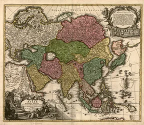 En nyeste avgrensning av Asia, der statene og imperiene i hele Østen vises sammen med Østindia LOC 2007627524