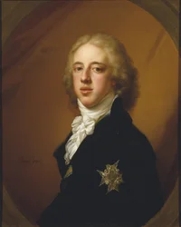 Gustave IV Adolphe de Suede - Portrett av Gustav IV Adolf av Sverige (1778-1837), av Lampi, Johann-Baptist von, den eldste (1751-1830). Olje på lerret. Mål: 19,4x14,2 cm. Nationalmuseum Stockholm