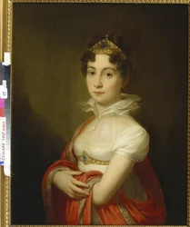 Marie Louise de Habsbourg-Lorraine-Este (Habsbourg Lorraine Este) - Ungdomsportrett av keiserinne Maria Ludovica (1787-1816) med et diadem av Lampi, Johann-Baptist von, den eldste (1751-1830). Olje på lerret, størrelse: 79x63, , Privat samling