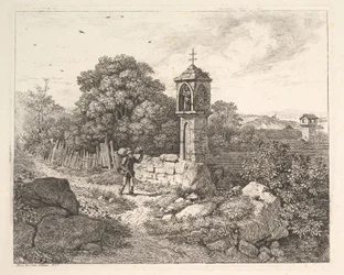 En bonde som hilser på statuen av Maria, 1817.
