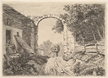 Jente med mye høy, utenfor Thorbogen, 1817.
