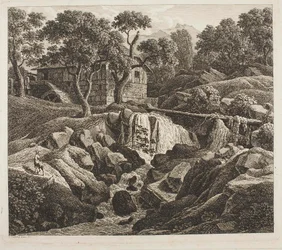Landskap med møllehjul