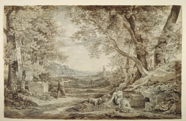 Landskap med antikke monumenter («Oppfinnelsen av det korintiske kapitélet»)