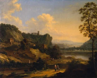 A River Landscape (olje på lerret)