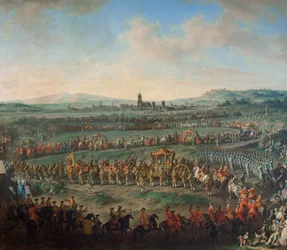 Keiser Franz I. Stephans og sønnen Joseph (II.) inntog i Frankfurt 29. mars 1764