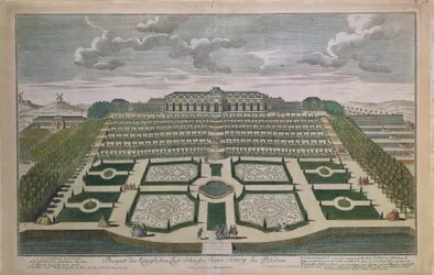 Perspektiv utsikt over Sanssouci slott, Potsdam, Tyskland