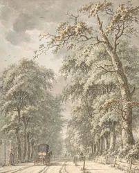 Amstelveen Road fra Amsterdam mot Amstelveen, midten av 1700- og slutten av 1700-tallet.