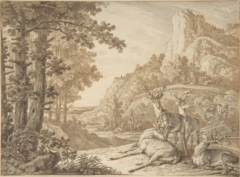 Hjorter i et landskap