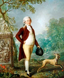 Et portrett av en gentleman med hunden sin (olje på lerret)