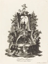 Design for en fontene dekorert med de fire elementene