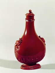 Pilgrimsflaske, Meissen, ca.1710 rødt steintøy