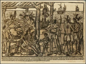Illustrasjon fra 1500-tallet av indianere av Johann Froschauer