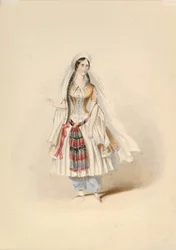 Costume Study for Blonde in the Abduction from the Seraglio av W.A. Mozart, ca. 1830-50.