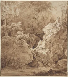 Skogscene med fjellbekk