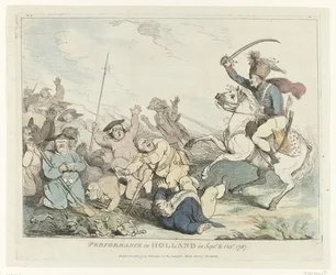 Showet Opptreden i Holland i september og oktober 1787 (tittel på objekt) Fire engelske tegneserier om patriotene i 1787 (serietittel)