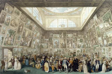 Utstillingen til Royal Academy, 1787, gravert av Pietro Antonio Martini (1738-97), 1787