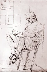 Johann Wolfgang von Goethe i sitt hus i Roma, av Johann Heinrich Wilhelm Tischbein (1751-1829), også kalt Goethe-Tischbein eller Goethe Tischbein, andre halvdel av 18. århundre