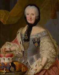 Francoise Christine de Palatinat Soulzbach - Francisca Christina av Pfalz-Sulzbach (1696-1776) Prinsesse-abbedisse av Essen og Thorn - Johann Jakob Schmitz (1724-1810). Olje på lerret Dimensjon : 89x71 cm Privat samling