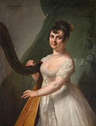 Portrett av Anne Rose Debas, Mme Delaroche, som spiller harpe