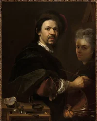 Selvportrett med kone - Selvportrett med kone - Jan (Johann) Kupecky (Kupetzky) (1667-1740). olje på lerret