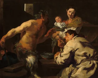 Satyren og bonden, muligens ca. 1623–1626 (olje på lerret)