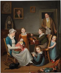 Selvportrett av John Lewis Krimmel med Susannah Krimmel og hennes barn, 1809-10