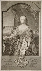 Portrett av Johanna-Elizabeth, kurfyrste av Anhalt-Zerbst 1712-1760, mor til Katarina II, 1756.