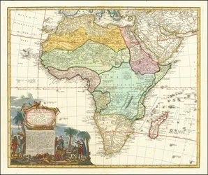 Kart over Afrika fra 1737 av Johann Matthias Hase