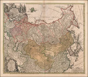 Kart over Russland og Tartaria fra 1739 av Johann Matthias Hase