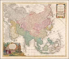 Kart over Asia fra 1744 av Johann Matthias Hase