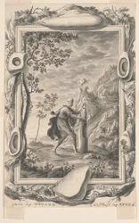 Studie for Jacob Pours Oil on the Stone på Bethel, Plate 87, Physica Sacra