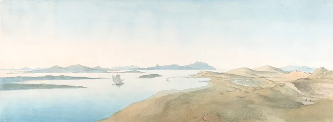 Panoramautsikt på øyene i Delos, tidlig på 1800- og slutten av 1800-tallet.
