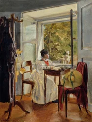 Marie Krafft ved pulten