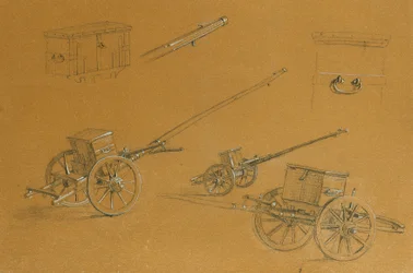Studie for kanoner, militærutstyr