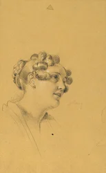 Kvinneportrettstudie for "Exit of the keiserpar etter en alvorlig sykdom av keiser Franz I."