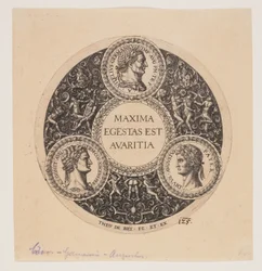 Det største behovet er grådighet, design for en tallerken med fot