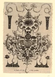 Anhengdesign med fristelsen, Plate 1, fra en serie på åtte anhengsdesign med kardinaldydene