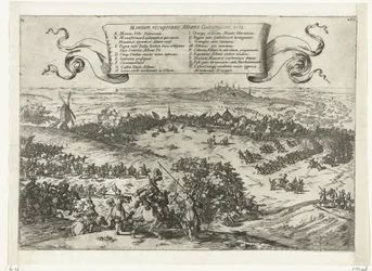 Alva beleirer Bergen i Henegouwen, 1572 Gjenoppretting av fjellene, Albano Gubernatore. 1572 (tittel på objekt)