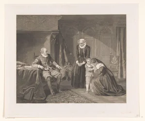 Reinier van Oldenbarnevelts mor, kone og sønn ber Maurits om nåde, 1623